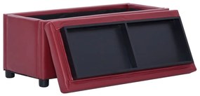 Banco de arrumação 87,5 cm couro artificial vermelho tinto