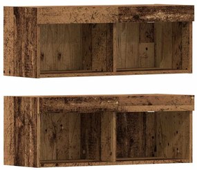 Armário de TV vidaXL com Luzes LED Madeira Envelhecida 40.5x30x102 cm
