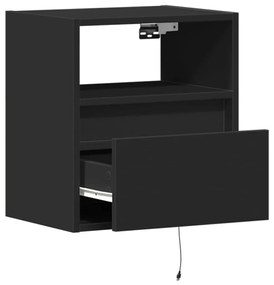Móveis de parede p/ TV com luzes LED 2 pcs 41x31x45 cm preto