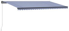 vidaXL Toldo retrátil manual 600x300 cm azul e branco