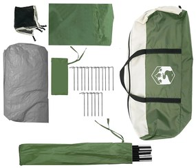Tenda familiar em cúpula para 9 pessoas impermeável verde