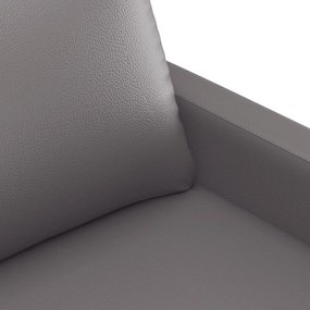 Sofá de 3 lugares 180 cm couro artificial cinza