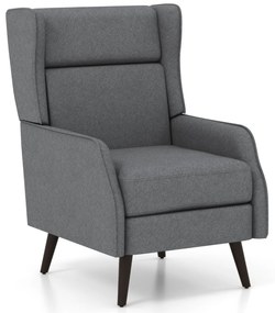 Poltrona de tecido com almofada de assento removível com encosto alto e molas resistentes para sala de estar quarto 68 x 82 x 102 cm Cinzento