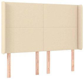 Cabeceira cama c/ luzes LED tecido 147x16x118/128 cm cor creme