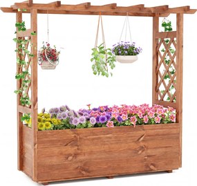 Canteiro de Jardim Elevado com Treliça, 118 x 40 x 103 cm, Estrutura em Madeira de Pinho, Laranja