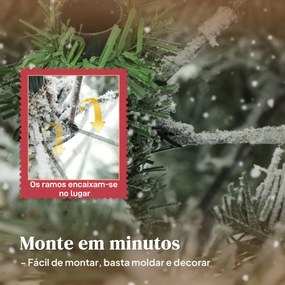 Árvore de Natal Artificial 150 cm com neve com 828 Ramos Base Dobrável e Fácil de Montar Verde