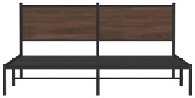 Estrutura cama sem colchão 160x200 cm metal carvalho castanho