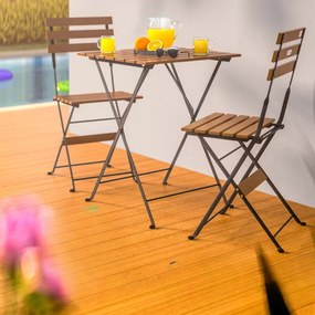 Conjunto de jardim de 3 peças em madeira de acácia com certificação FSC® Castanho