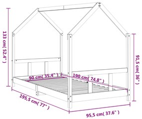 Estrutura de cama infantil 90x190 cm pinho maciço branco