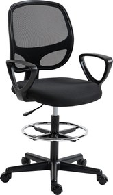 HOMCOM Cadeira de Escritório Ergonômica Poltrona com Apoio para Pés e Apoios de Braço Altura Regulável 59x58x103-123 cm Preto | Aosom Portugal