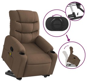 Poltrona reclinável massagens tecido castanho