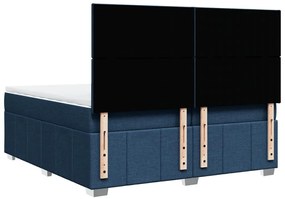 Cama com molas/colchão 200x200 cm tecido azul