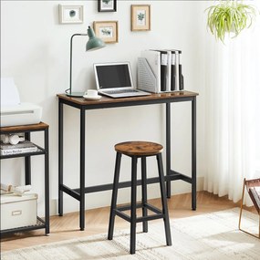 Conjunto de mesa de bar com 2 bancos de bar vintage castanho Vintage-preto