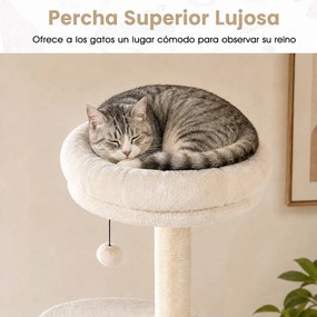Árvore para Gatos, 60 x 60 x 150 cm, Casa Dupla, Branco