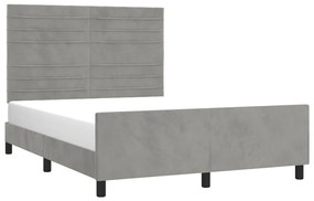 Estrutura de cama sem colchão 140x200 cm veludo cinzento-claro