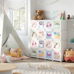 Conjunto de 16 cubos arrumação para crianças 123 x 31 x 123 cm Branco