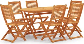 vidaXL 7 pcs conj. jantar exterior dobrável madeira eucalipto maciça