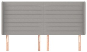 Cabeceira cama c/ abas tecido 163x16x118/128 cm cinzento-claro