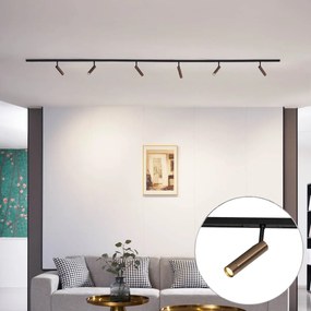 Sistema de iluminação de trilho moderno com 6 focos bronze escuro monofásicos - Slimline Uzzy