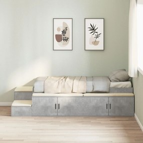 Cama de Armazenamento Cinza Concreto 75x190 cm