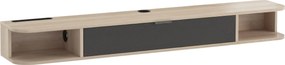 HOMCOM Móvel de TV suspenso, móvel para televisores até 152,4 cm, gaveta basculante 2 prateleiras 140x24x16cm madeira natural | Aosom Portugal