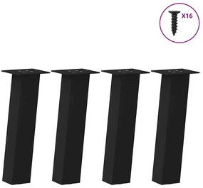 vidaXL Pés para mesa de centro 4 peças, preto, 42 cm, aço