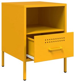 Mesas de cabeceira 2 pcs 36x39x50,5 cm aço amarelo mostarda