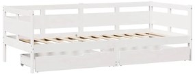 Sofá-cama c/ gavetas 90x200cm madeira de pinho maciça branco