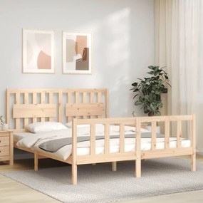 Estrutura de cama com cabeceira 160x200 cm madeira maciça