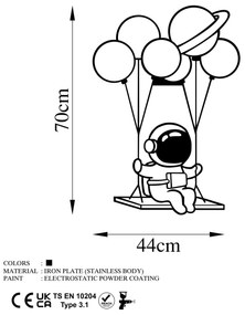 Acessório Decorativo de Parede em Metal Astronaut 1 – Preto – 44 x 70