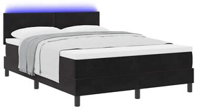 Cama Box Spring vidaXL com colchão e LED Preto 140x200 cm Veludo
