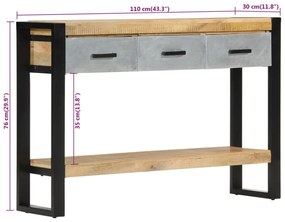 Mesa consola 110x30x76 cm madeira de mangueira áspera maciça