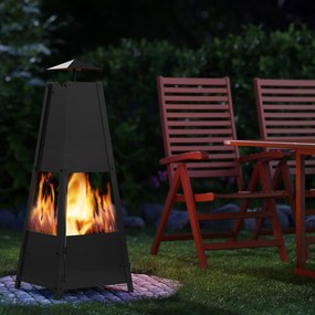 Lareira de terraço/jardim moderna em pirâmide 102 x 35 x 35 cm Preto