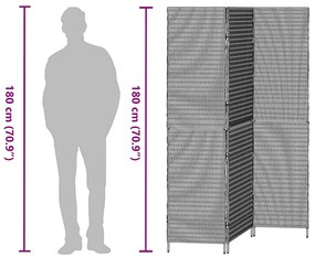 Divisor de Ambiente 3 Painéis Dobrável Cinza 147x180 cm Poly Rattan