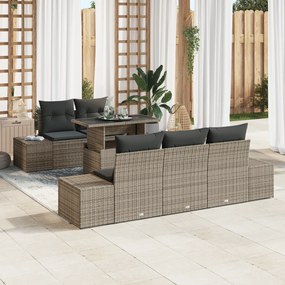 Conjunto de Sofá de Jardim com 6 Peças e Almofadas Cinza em Rattan