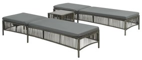vidaXL Espreguiçadeiras com mesa 2 pcs vime cinzento