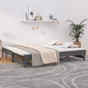 vidaXL Sofá-cama de puxar 2x(80x200) cm pinho maciço cinza