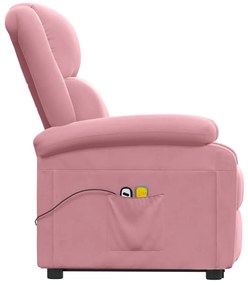 Poltrona de massagens elevatória veludo rosa