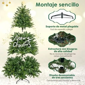 Árvore de Natal artificial 180cm com luzes LED multicoloridas brancas quentes 11 modos de iluminação Verde