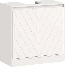 Móvel casa de Banho 60x30x59,8 cm para Lavatório Pousar (NÃO INCLUIDO) com 2 Portas e Prateleira Ajustável para Lavatórios com ou sem Pedestal Branco