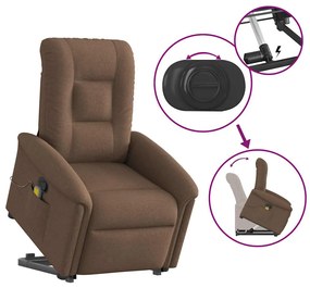 Poltrona reclinável massagens tecido castanho