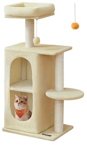 Árvore para gatos pequena com 2 cavernas e 1 plataforma bege