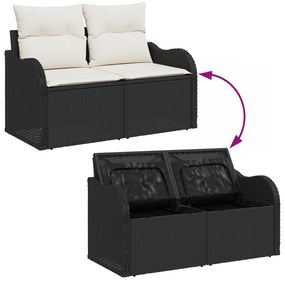 Conjunto de Sofás de Jardim vidaXL de 8 Peças com Almofadas Preto Ratt