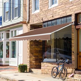 Toldo retrátil 3,6 x 3 m em alumínio com manivela e poliéster impermeável para exterior para janela, varanda, terraço Castanho
