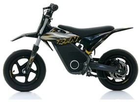 Mini moto elétrica para crianças Minicross electrica RFN Warrior SX-E250 Supermotard 250W 12/12" Até 25Km/hora cm limitador Preto/Dourado