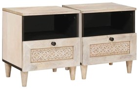 vidaXL Armário de Cabeceira com gaveta 2 pcs Bege 40 x 33 x 46 cm