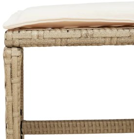 17 pcs conjunto de jantar p/ jardim c/ almofadões vime PE bege