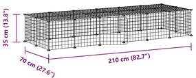 Gaiola p/ animais de 28 painéis c/ porta 35x35 cm aço preto