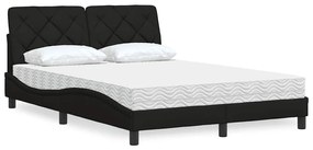 Cama com colchão 140x190 cm tecido preto