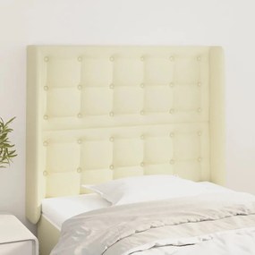 vidaXL Cabeceira cama c/ abas couro artificial 93x16x118/12 cm creme
